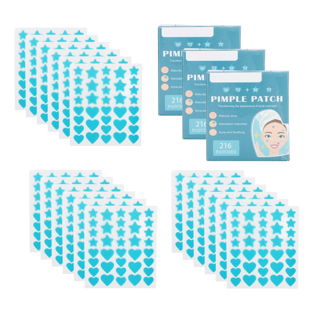 216PCSx3 Acne Spot Treatment Patch Hydrocolloid Invisible Breathable Waterproof Acne Patch