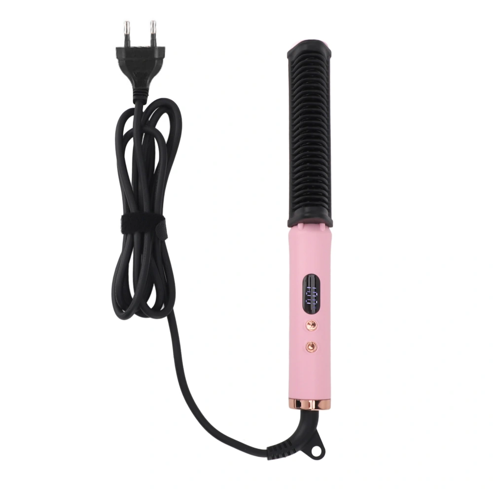 Straight Curly Hair Iron 2 Purpose Electric Curling Comb Negative Ion Straightener Styling Tool Pink
