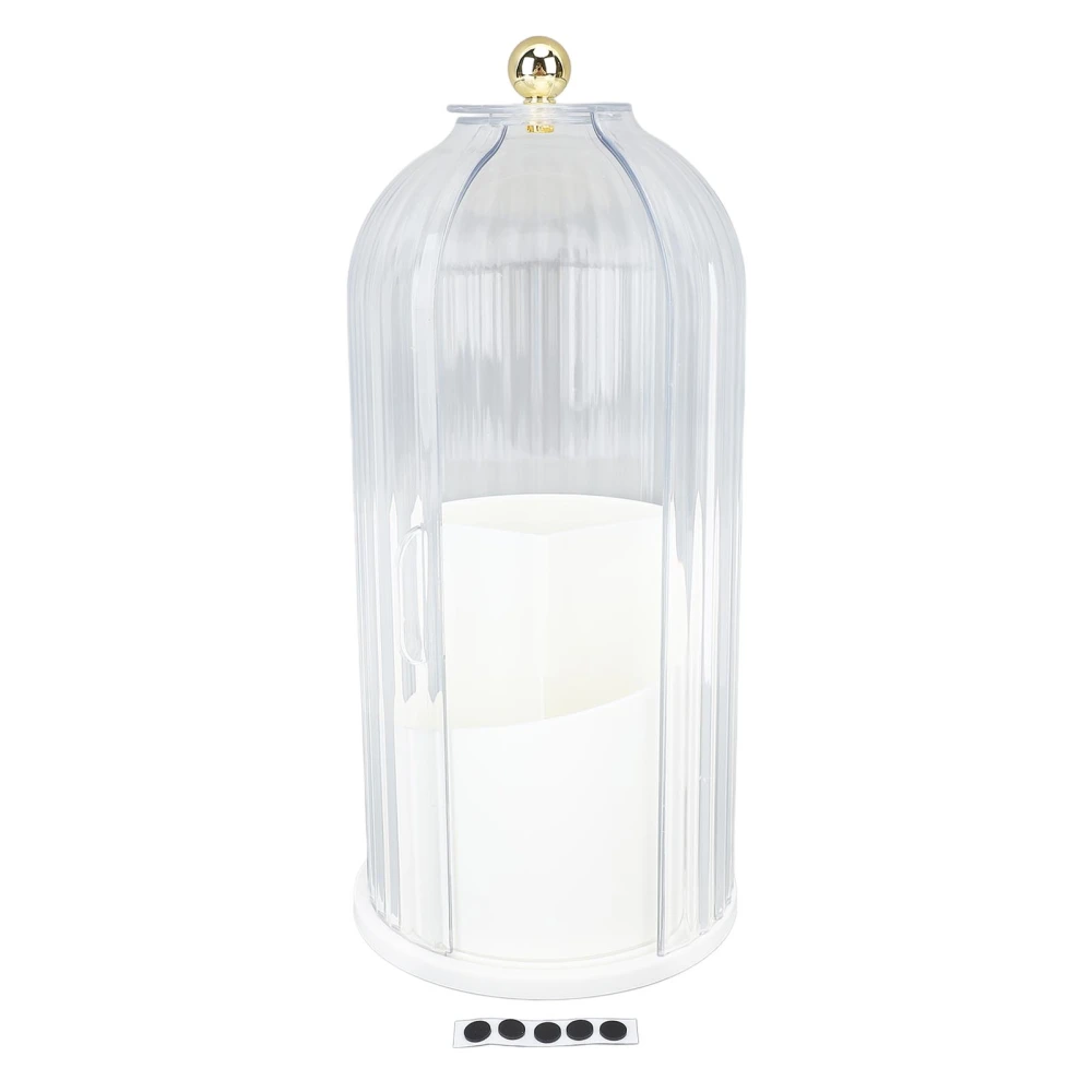 Rotatable Makeup Holder Large Capacity Rotating Cosmetics Brush Organizer with Transparent Cover White