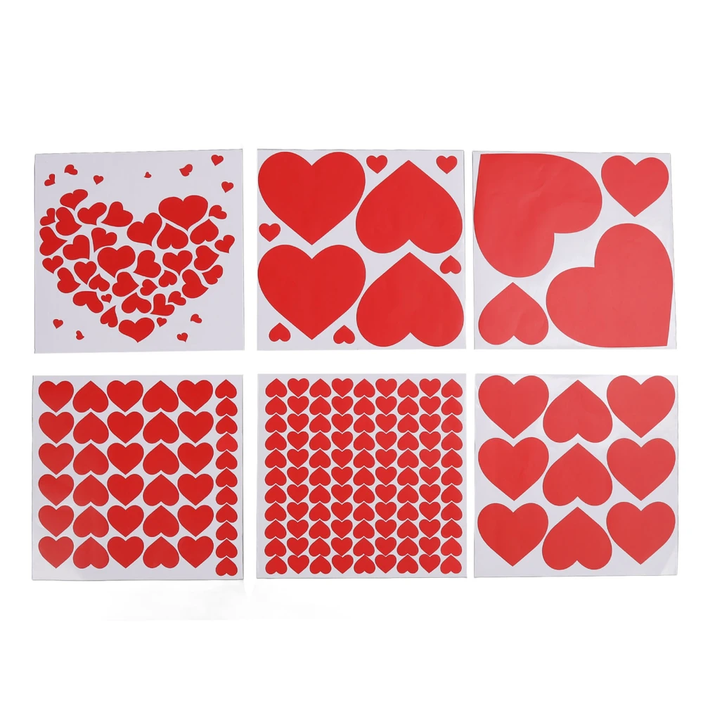 6Pcs Valentine's Day Love Heat Stickers Self Adhesive Red Heart Valentine's Day Wall Stickers for Anniversary Wedding Decor Party Supplies