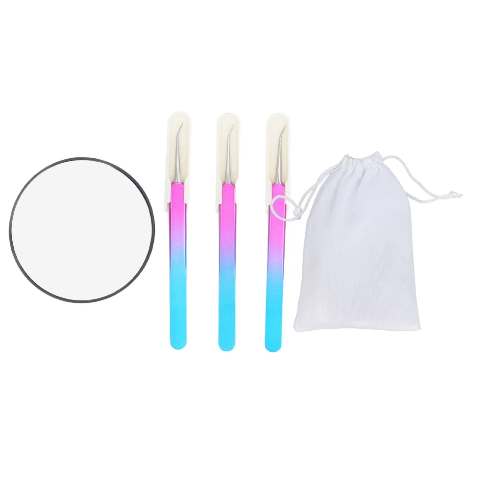 Face Cleaning Tool Set 10x Magnifying Mirror Blackhead Extractor with Storage Bag for Daily Skin Care