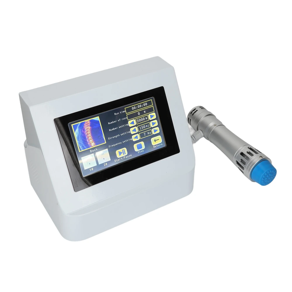Electromagnetic Extracorporal Shock Wave Machine Soreness Relief ESWT Radial Machine with Handle Base 7 Heads Silver Handle