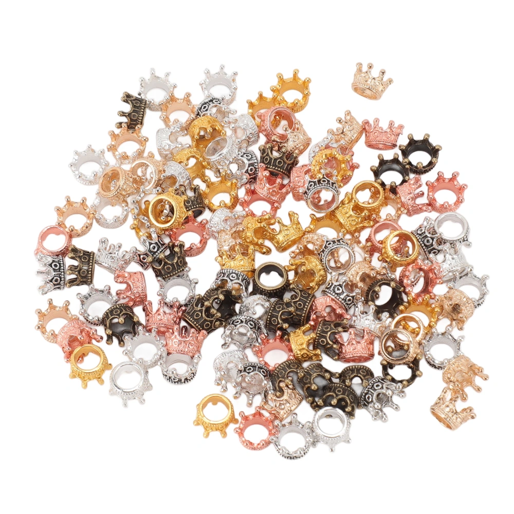 120Pcs Beard Beads Alloy Mini Crown Shaped Vintage Tibetan Style Braiding Beads for Hair DIY Jewelry Making