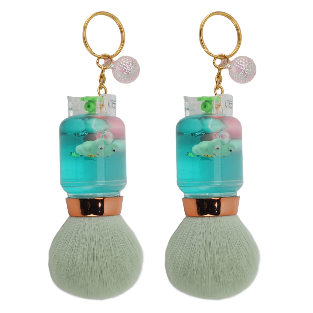 2pcs Nail Dust Cleaning Brush Portable Multi Functional Manicure Dust Removal Brush for Daily Life Green