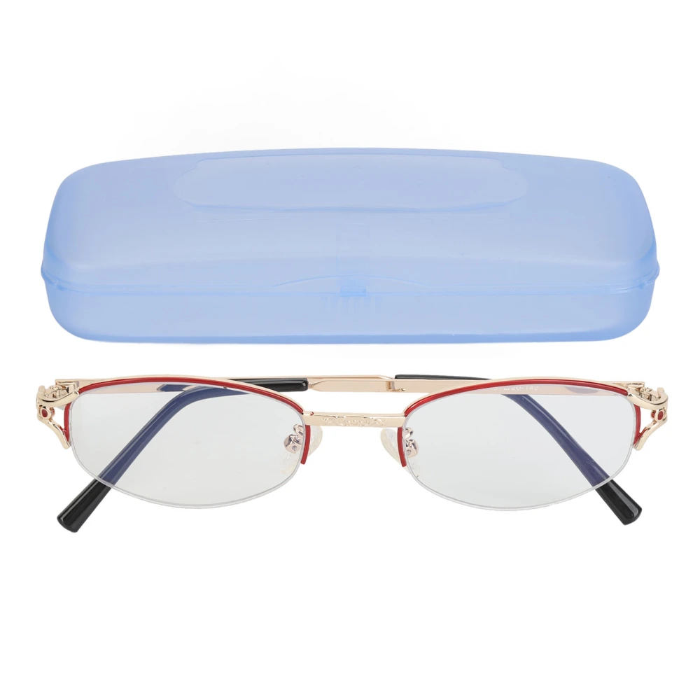 Multifocus Reading Glasses Anti Blue Embossed Pattern High Definition Progressive Multifocus Glasses for Women +100 Reddish Gold Frame