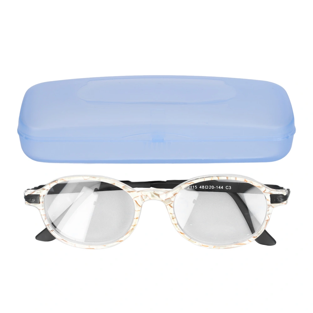 Presbyopic Glasses Blue Light Blocking Women Retro Round Frame High Definition Lens for The Elderly +250 Yellow Stripe