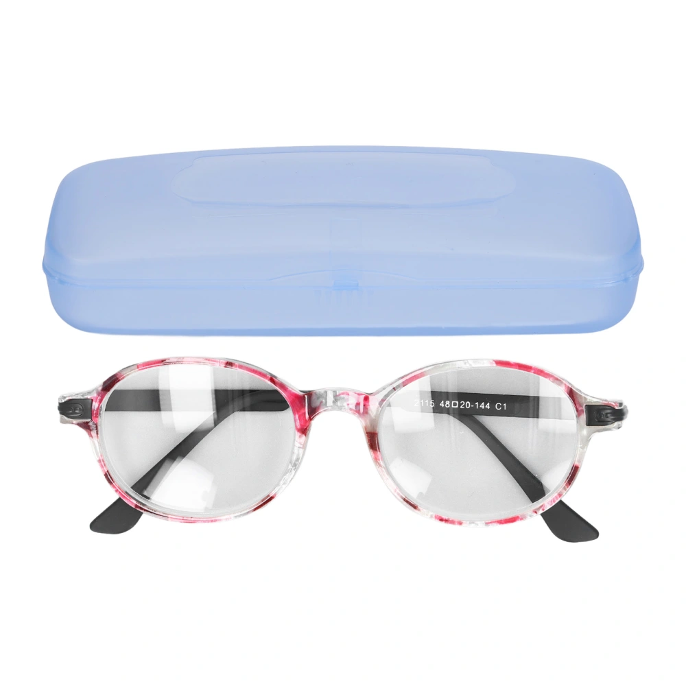 Presbyopic Glasses Blue Light Blocking Women Retro Round Frame High Definition Lens for The Elderly +250 Red Stripe