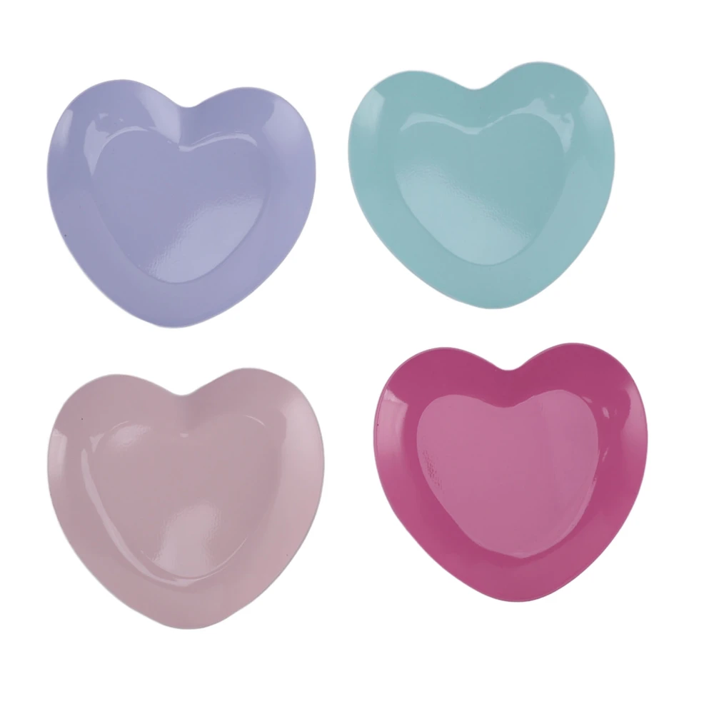 4pcs Stainless Steel Heart Shaped Makeup Palette Anti Rust Foundation Mixing Tray for Travel