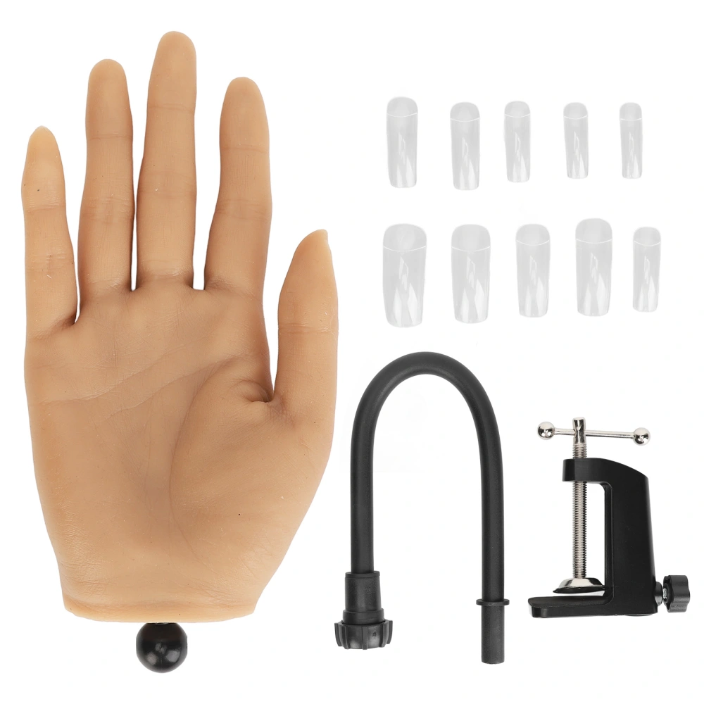 Nail Practice Training Hand Flexible Bendable Realistic Manicure Practice Artificial Hand Model with Desktop Clamp Right Hand