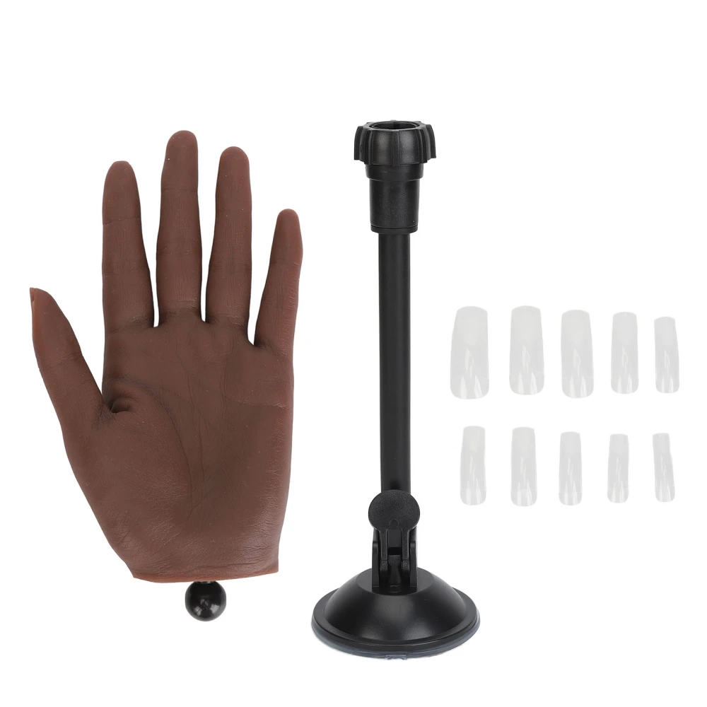 Silicone Nail Art Practice Hand Bendable Joints Nail Tips Nail Training Hand with Suction Cup Stand Left Hand