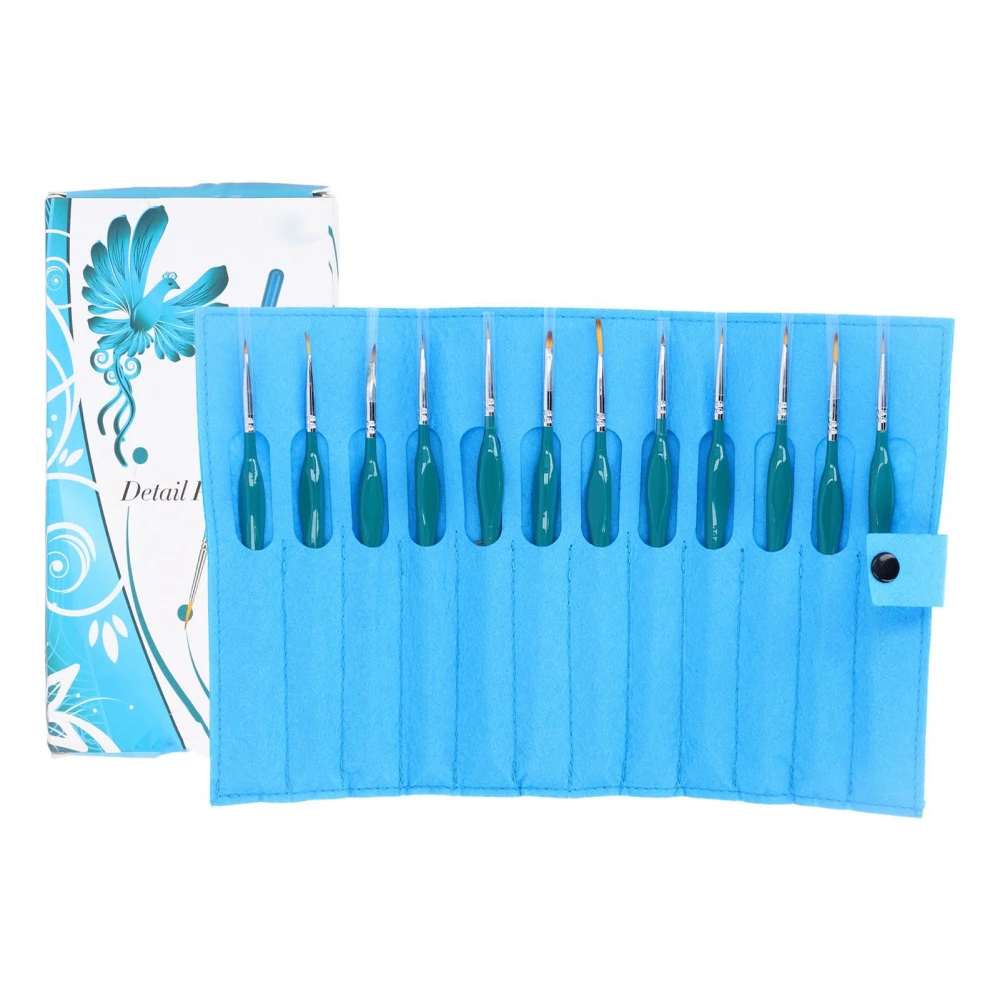 12pcs Detail Paint Brush Set Fine Tip Micro Detail Thin Paint Brush Triangular Grip Handle Art Tool for Watercolor Nail Painting