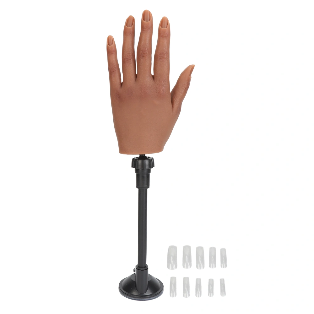 Nail Training Fake Hand Flexibile Joints Silicone Hand Manicure Display Model with Stand Bracket for Nail Art Tattoo Training Left Hand
