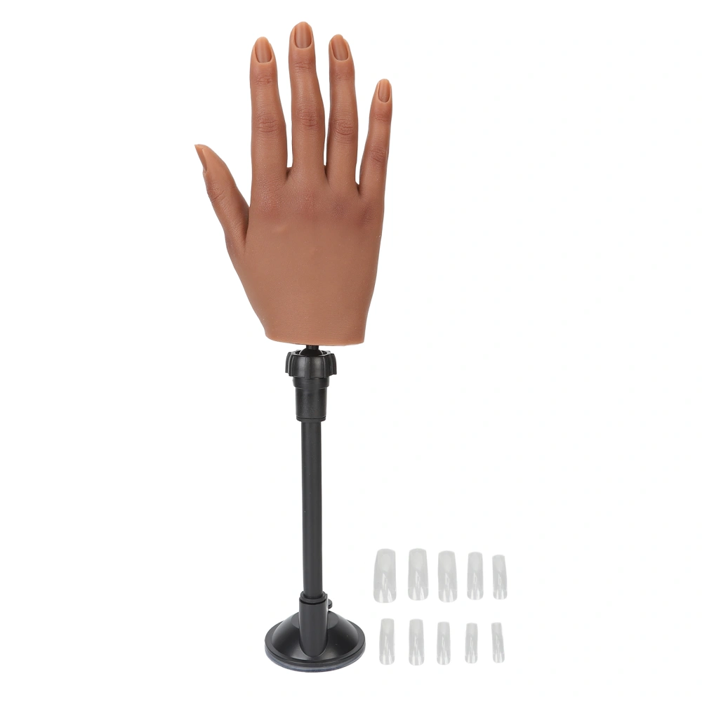 Nail Training Fake Hand Flexibile Joints Silicone Hand Manicure Display Model with Stand Bracket for Nail Art Tattoo Training Right Hand