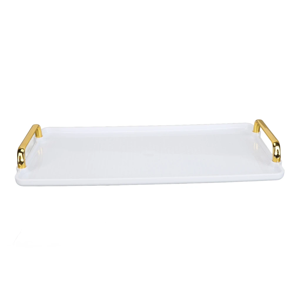 Large Handle Tray Double Ear Plastic Tray Rectangular Stable Multifunctional Tray for Displaying Beauty Products White