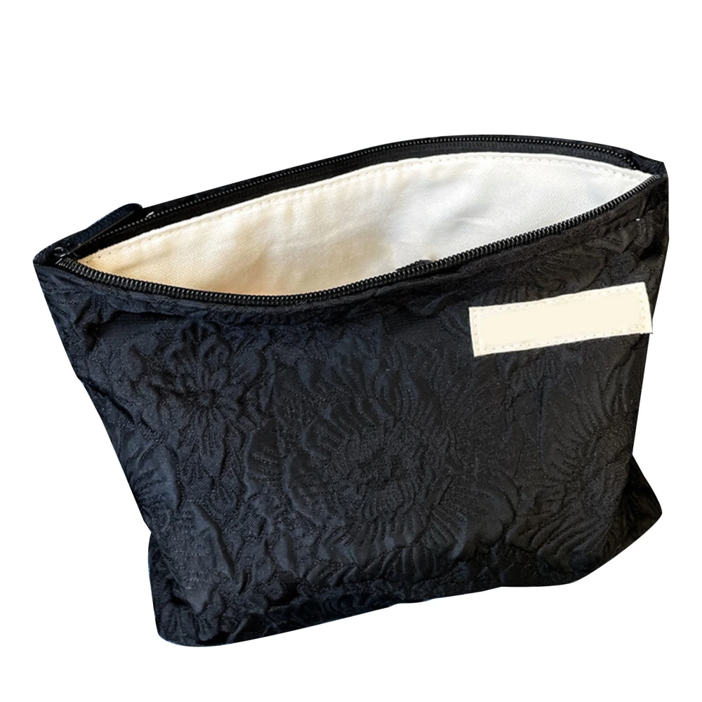 Embossed Rose Pattern Makeup Bag Large Capacity Zipper Closure Soft Travel Cosmetic Toiletry Pouch Bag