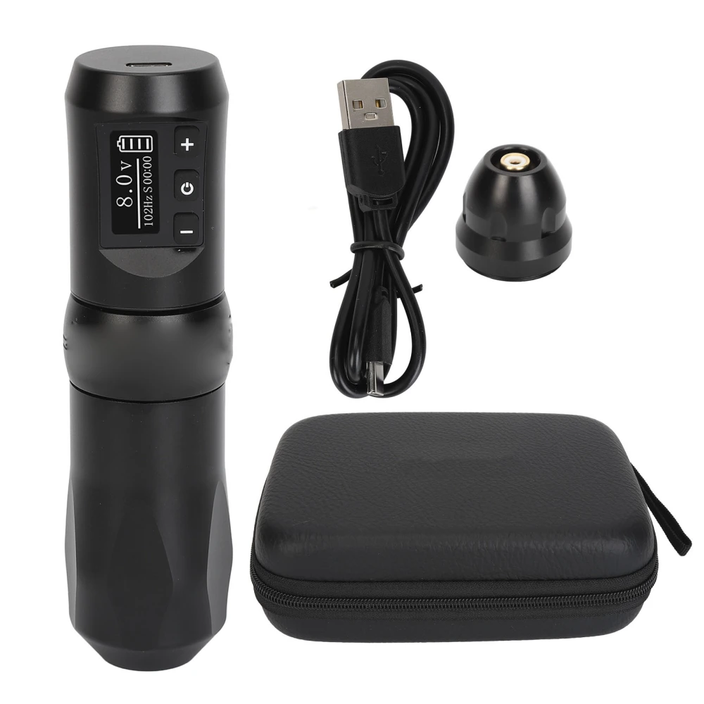 2 In 1 Wireless Tattoo Pen Kit RCA Connector 1800mAh Rechargeable Rotary Tattoo Machine Pen for Shader Liner Black