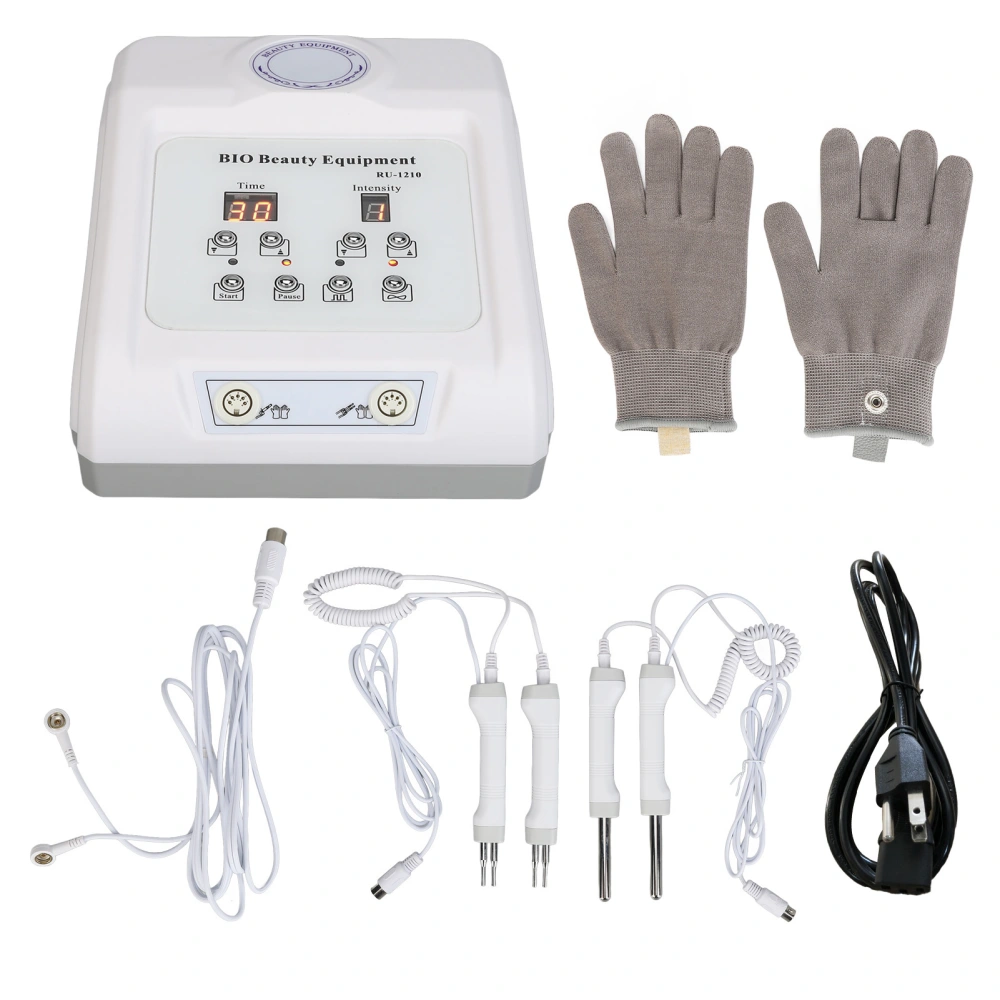 2 in 1 Electrode Skin Lifting Machine Reduce Fine Lines Microcurrent Facial Tightening Device with BIO Gloves US Plug 110V