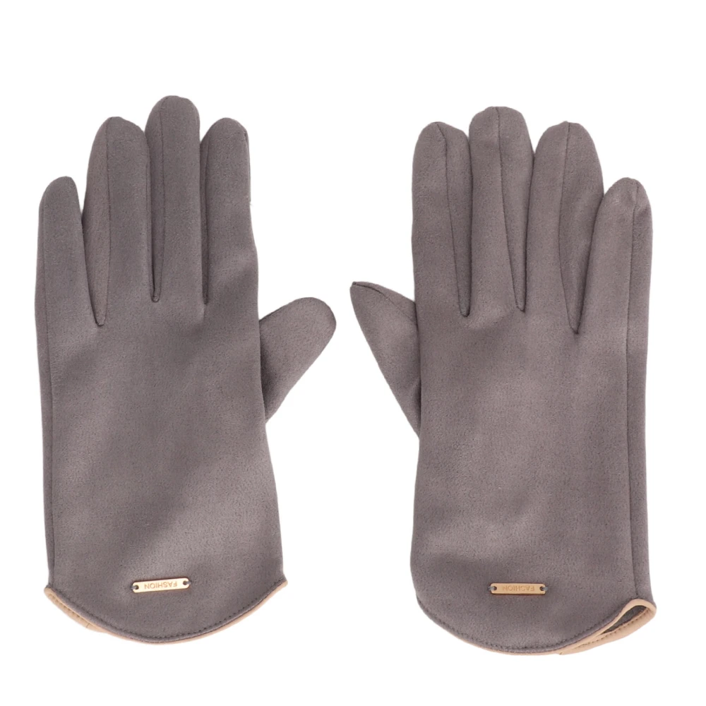 Men Suede Gloves Warm Cold Weather Touch Screen Gloves Mittens with Thermal Soft Lining for Cycling Driving Grey