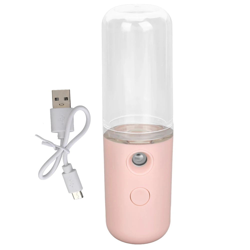 Face Nano Mist Sprayer Portable USB Charging Moisturizing Mister Hydrator for Home Light Pink