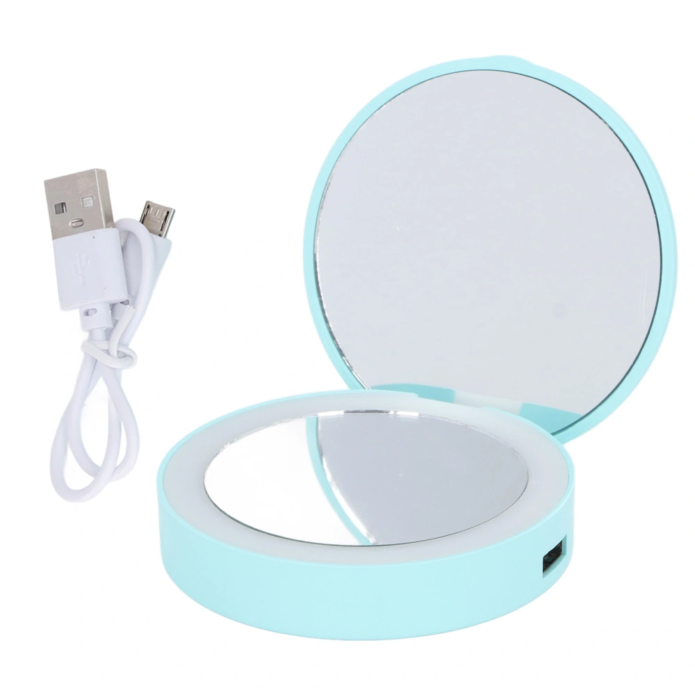 Illuminated Round Foldable Mirror Mini Portable 2 Modes High Definition LED Lighted Travel Cosmetic Mirror