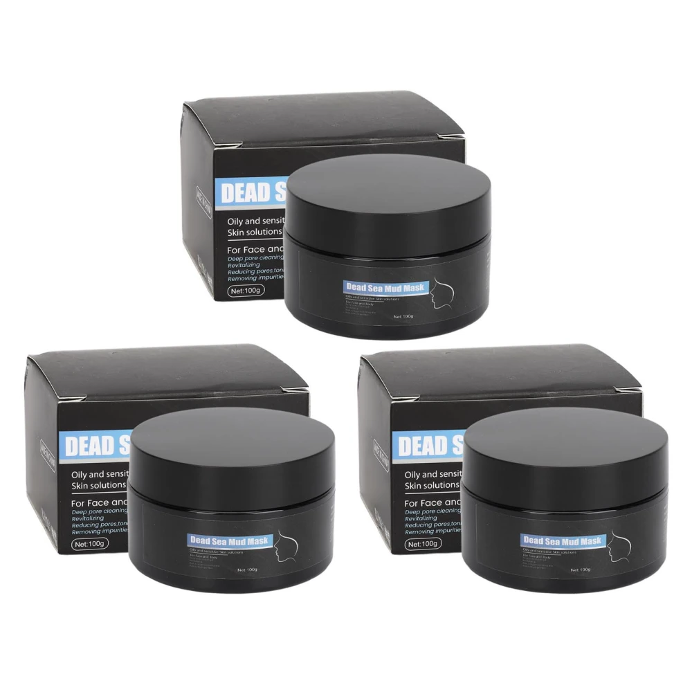 3pcs Cleansing Mud Mask for Body Face Deep Pore Cleansing Hydrating Skin Removes Blackheads Oil Control Mud Mask 3.5oz