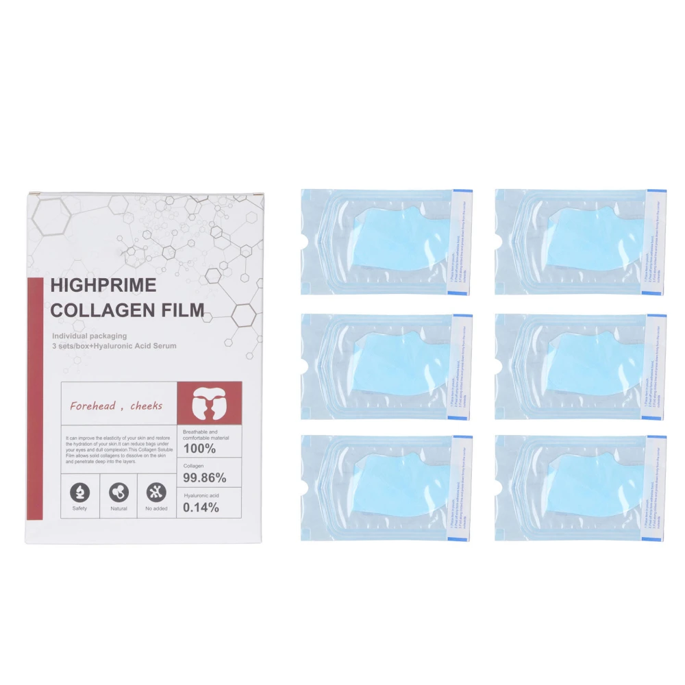 6pcs Highprime Collagen Soluble Film Anti Aging Tighten Skin Reduce Wrinkles Moisturizing Eye Collagen Film for Dark Circles Under Eye Bags