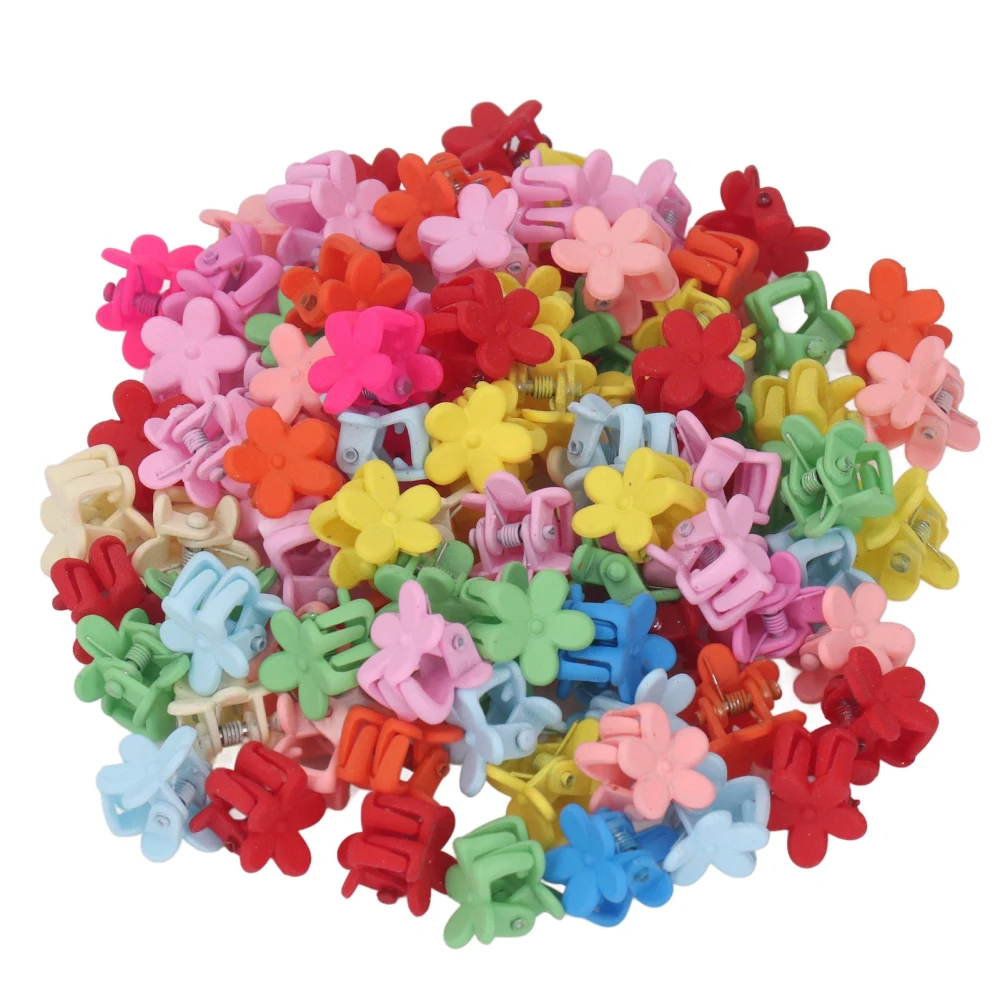 100pcs Girls Mini Hair Clips Flower Cartoon Claw Clips Various Color Adorable Hair Decoration Accessories