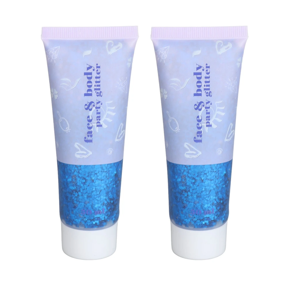 Sequin Gel Safe Irritating Free Beautiful Easy Cleaning Face Body Glitter for Party Concerts Bar 2pcs 01 Peacock Blue