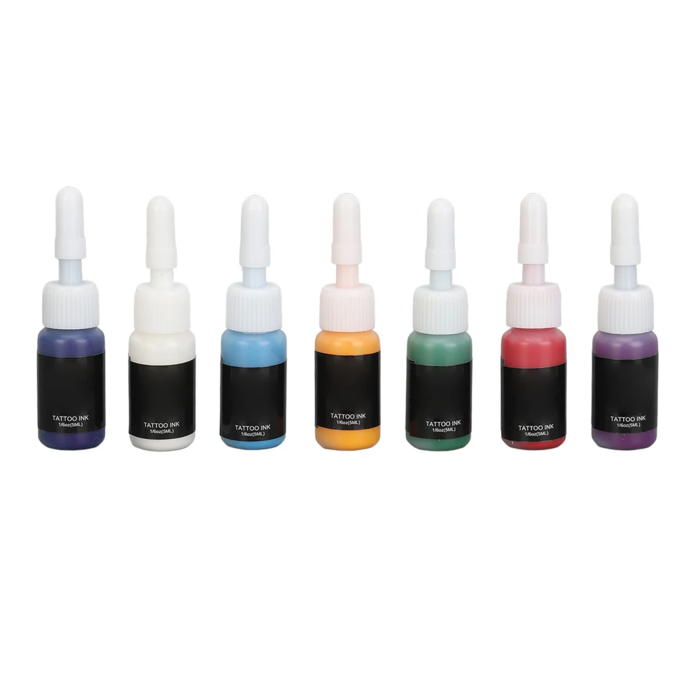 7 Colors Tattoo Ink Set Long Lasting Fadeproof Vibrant Practice Pigment Kit for Beginner