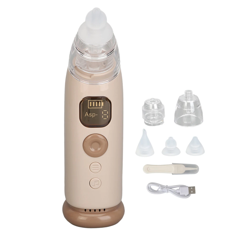 Infant Nasal Aspirator 3 Suction Levels Silicone Tip Baby Nose Care Machine with Soothe Music Light Khaki