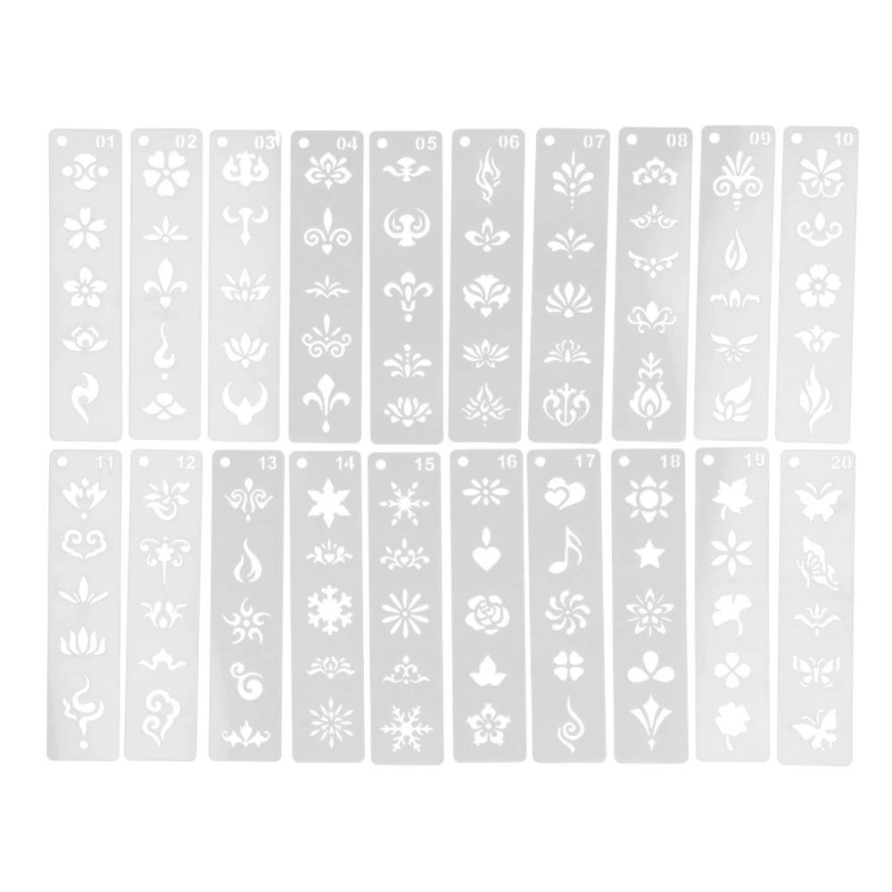 20 Pieces DIY Face Body Art Painting Stencils Beautiful Patterns Tattoo Makeup Paint Stencils for Party