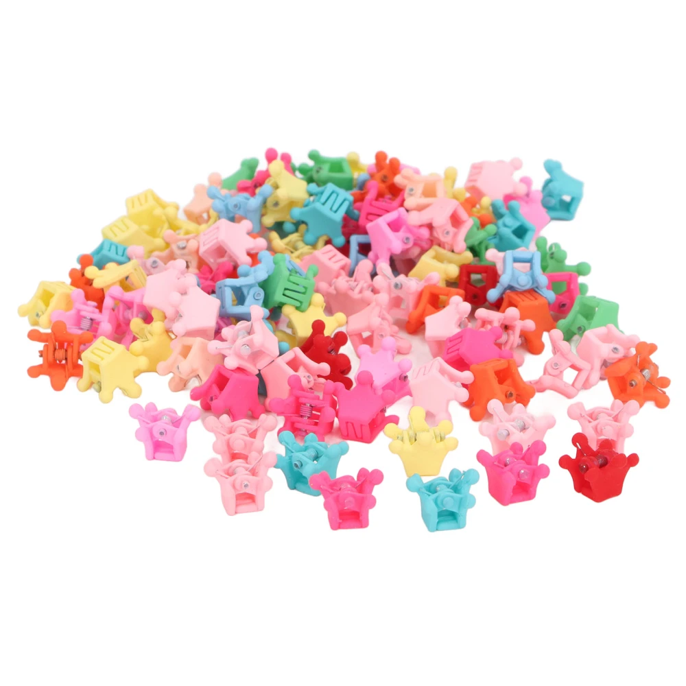 100pcs Mini Crown Hair Claw Clips Colorful Cartoon Strong Hold Lovely Tiny Hair Claw Clips Accessories for Baby