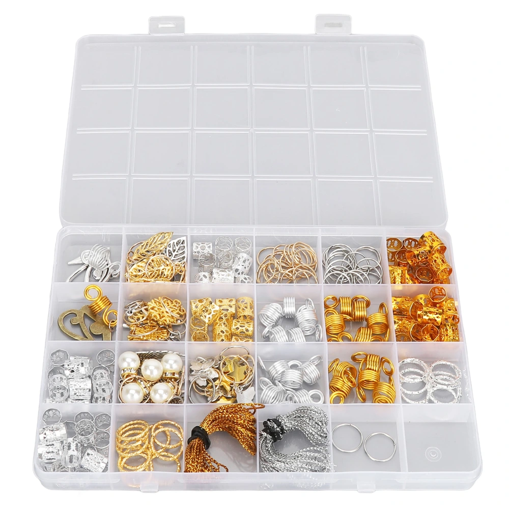 Hair Beads Jewelry Dreadlock Braids Jewelry Rings Hollow Ring DIY Hair Decorations Accessories with Storage Case for Party
