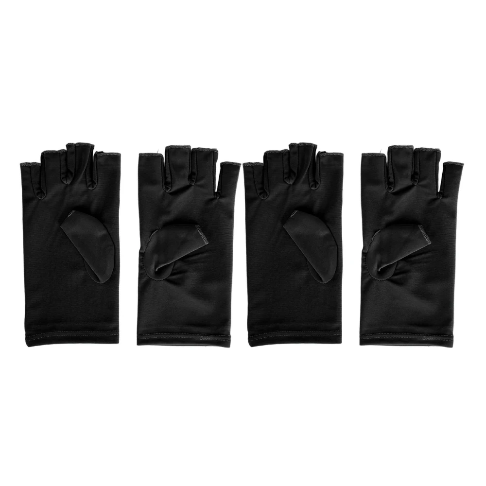 UV Gloves Prevent Skin Aging Fingerless Breathable Manicure Protection Gloves for Nail Curling Black