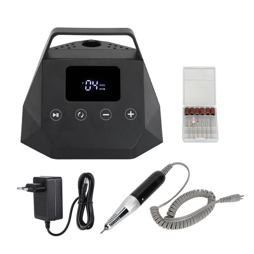 Electric Nail Polishing Machine 35000RPM Quick Removal Nail Drill Machine with 6 Drill Bits 100‑240V EU Plug