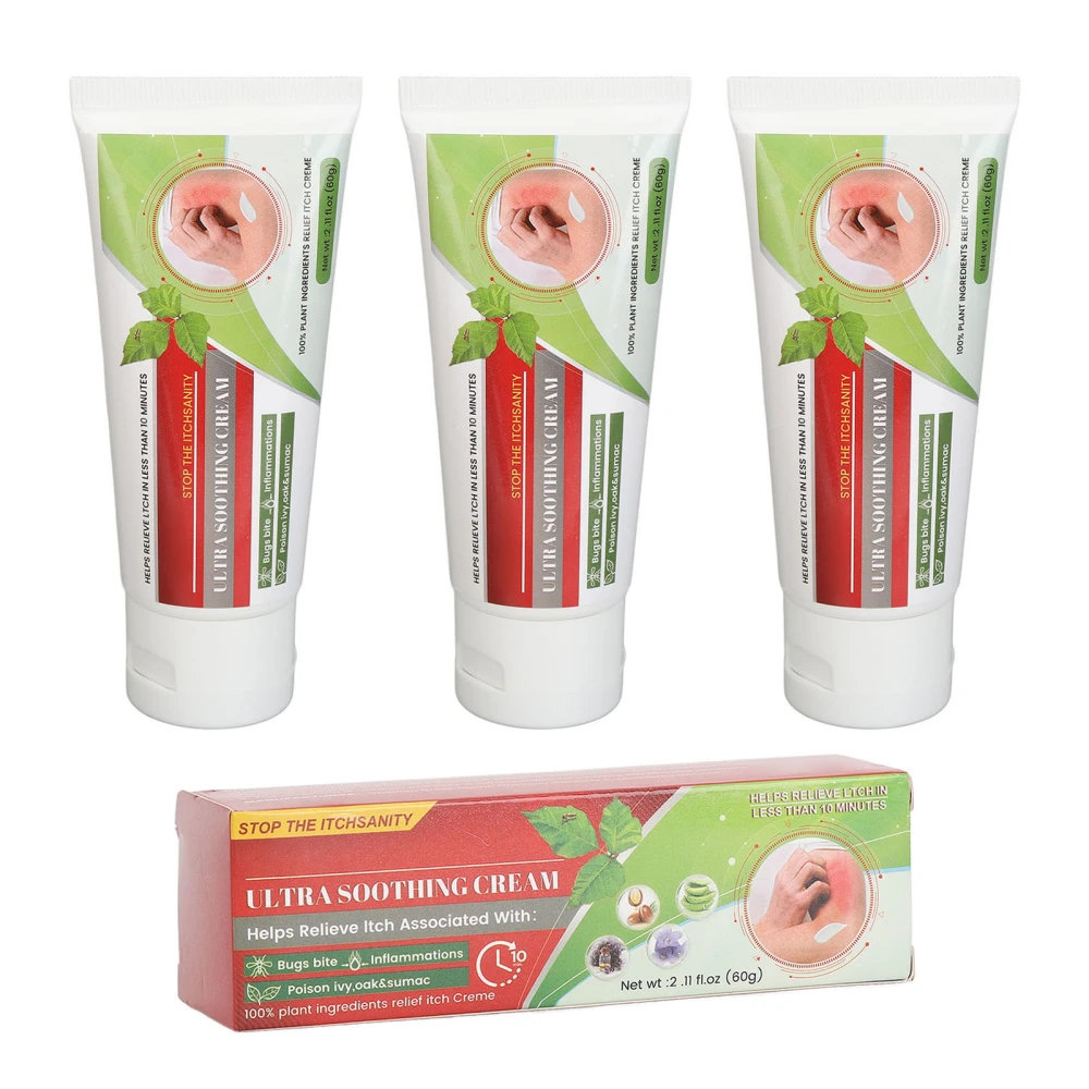 3pcs 60g Skin Itch Relief Cream Relieves Mosquito Bites Prickly Heat Redness Irritation Soothing Skin Care Cream