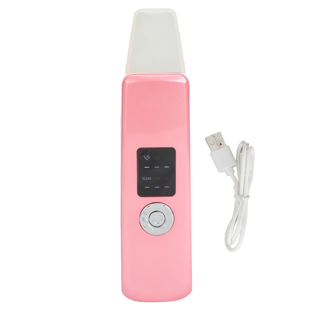 Skin Scrubber Spatula Microcurrent Ultrasound Vibration Facial Lifting Tightening Rejuvenation LED Screen Pore Spatula Pink