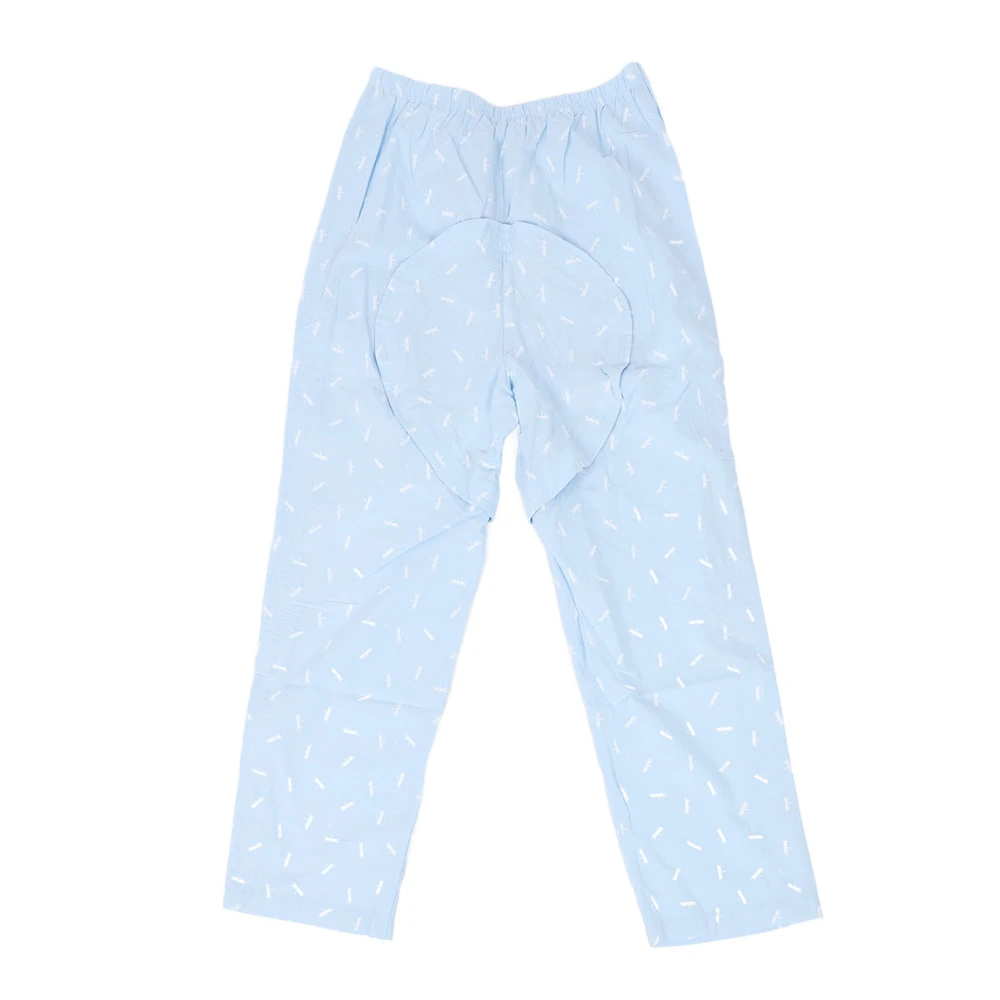 Open Crotch Bedridden Trousers Dragonfly Print 2 Side Zippers Full Open Down Cotton Patient Bedridden Pants for Post Surgery L