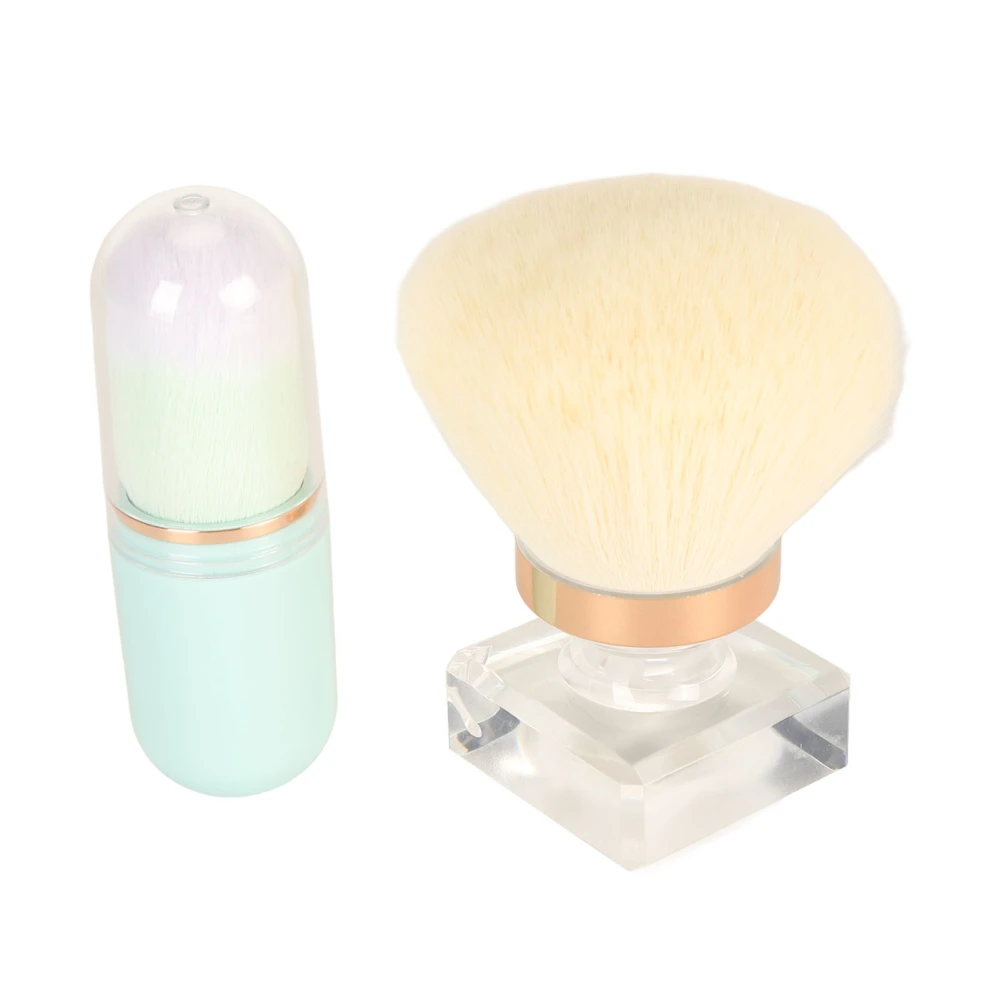 Small Blue Capsule Makeup Brush Thickened Die Casting White Hair Round Fake Crystal Base Cosmetic Brush