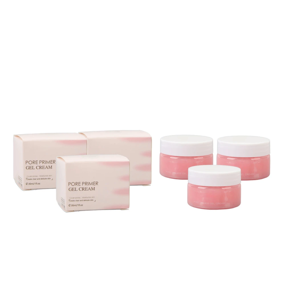 3Pcs Pore Primer Gel Cream Facial Base Tighten Smooth Skin Light Translucent Concealer 30ml with Spoon