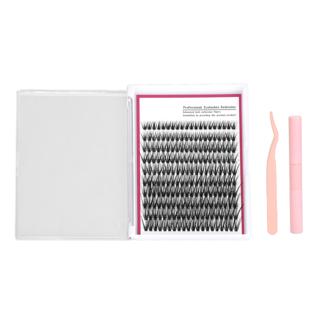 Eyelash Extension Kit 200pcs Clusters Individual 40D False Lash DIY Extension Kit with 10ml Dual Use Glue Lash Tweezers