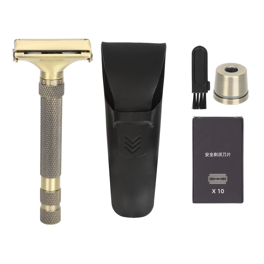Beard Trimmer Kit Metal Alloy Manual Moustache Shaping Grooming Shaver with Base Storage Bag