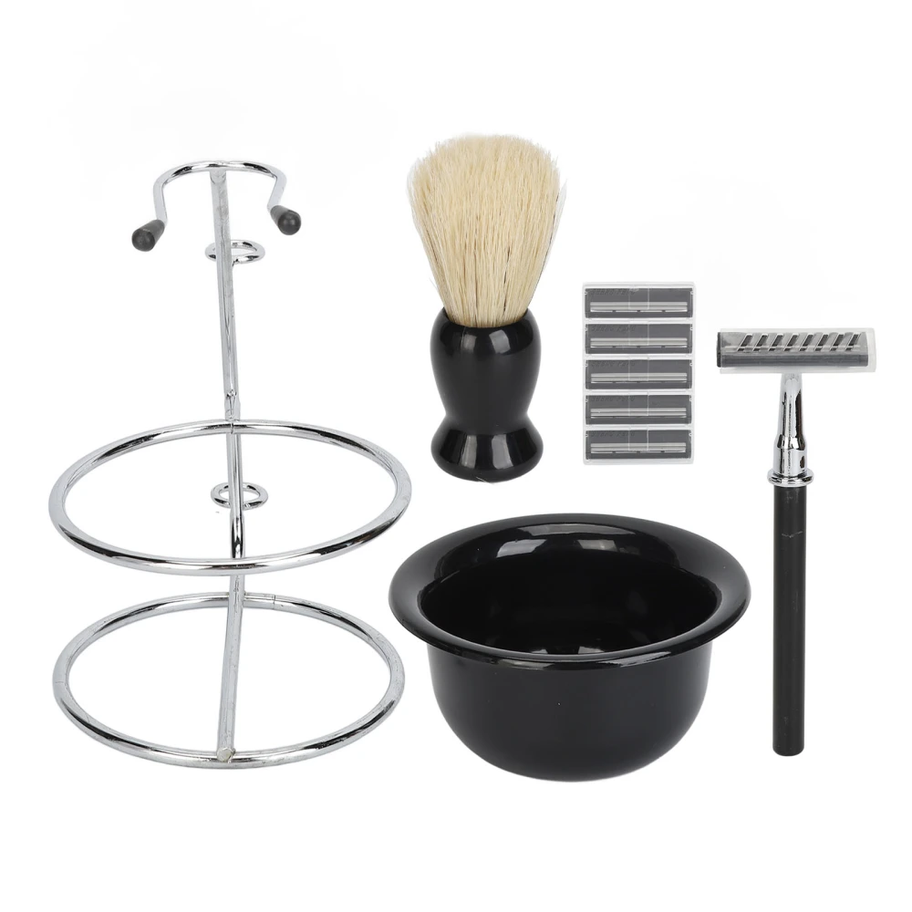 Men Beard Grooming Kit Beard Brush Soap Bowl Clipper Holder Double Edge Safety Clipper with 5 Refills
