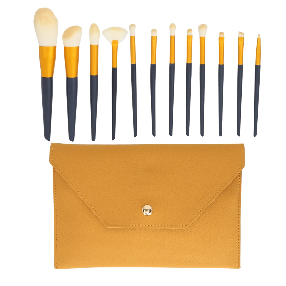 12 Pcs Makeup Brush Set for Beginner Eyeshadow Foundation Powder Blush Concealer Brush Set with Orange PU Case