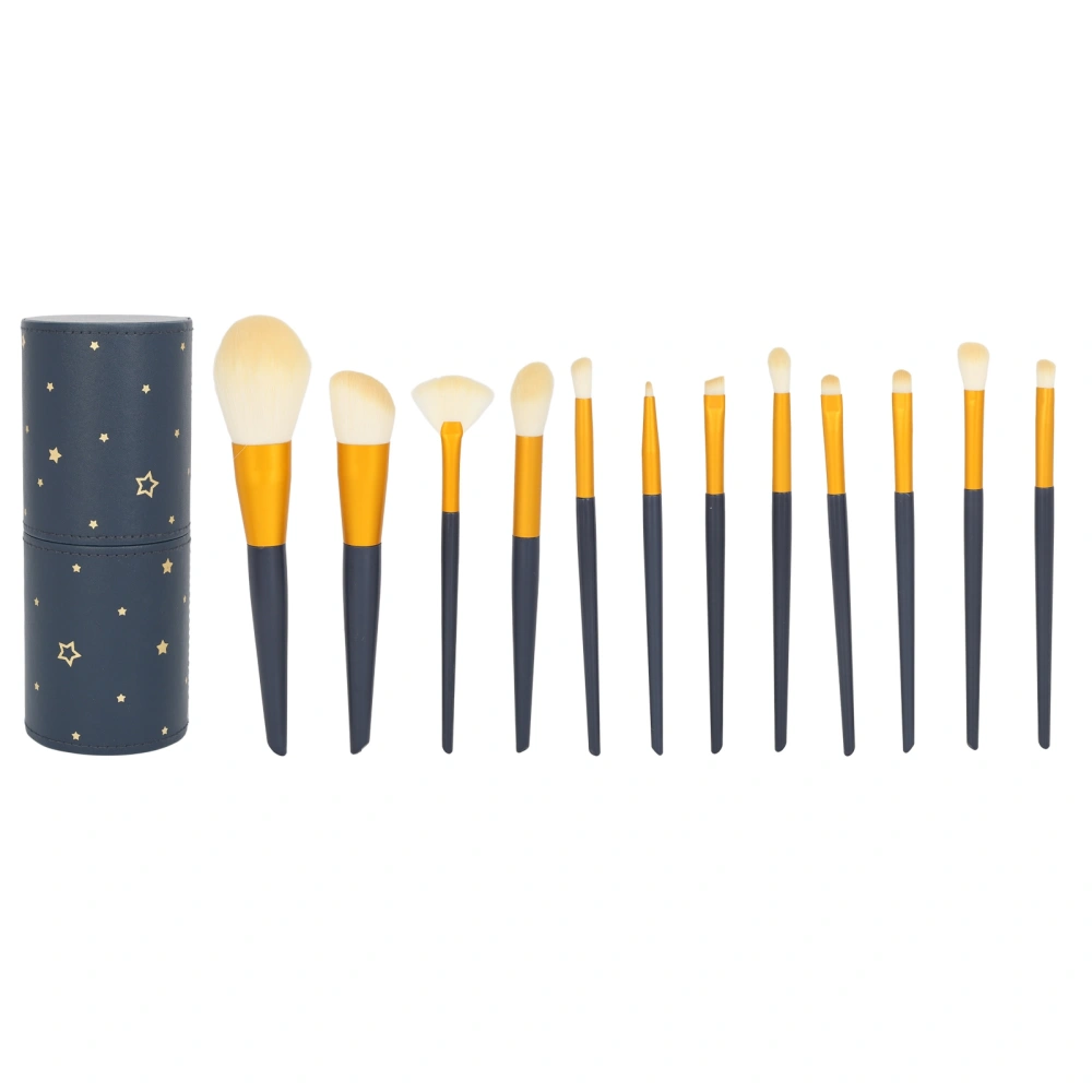 Makeup Brush Set 12pcs Synthetic Powder Eyeshadow Blush Highlighter Brush Cosmetic Tool Kit with Star Bucket for Beginner