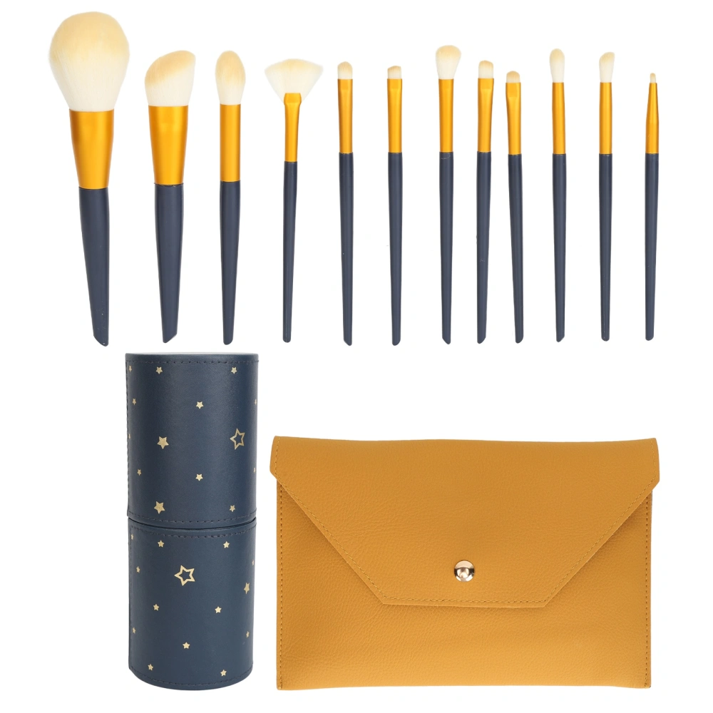 Makeup Brush Set 12pcs Makeup Brushes Soft Bristles Powder Eyeshadow Blush Complete Cosmetic Tools with Star Bucket Orange Bag
