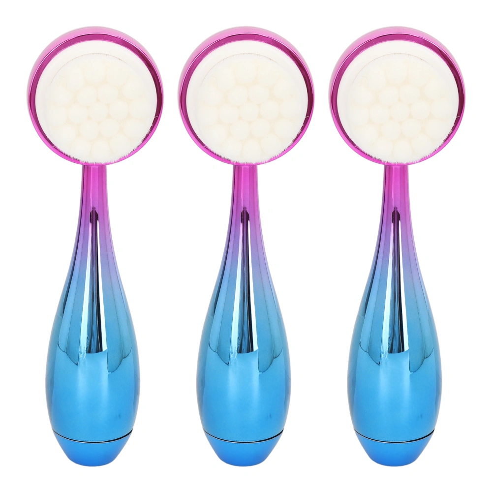 3pcs Handheld Facial Cleansing Brush Remove Dirts Electroplated Handle Double Sides Skin Cleansing Brush