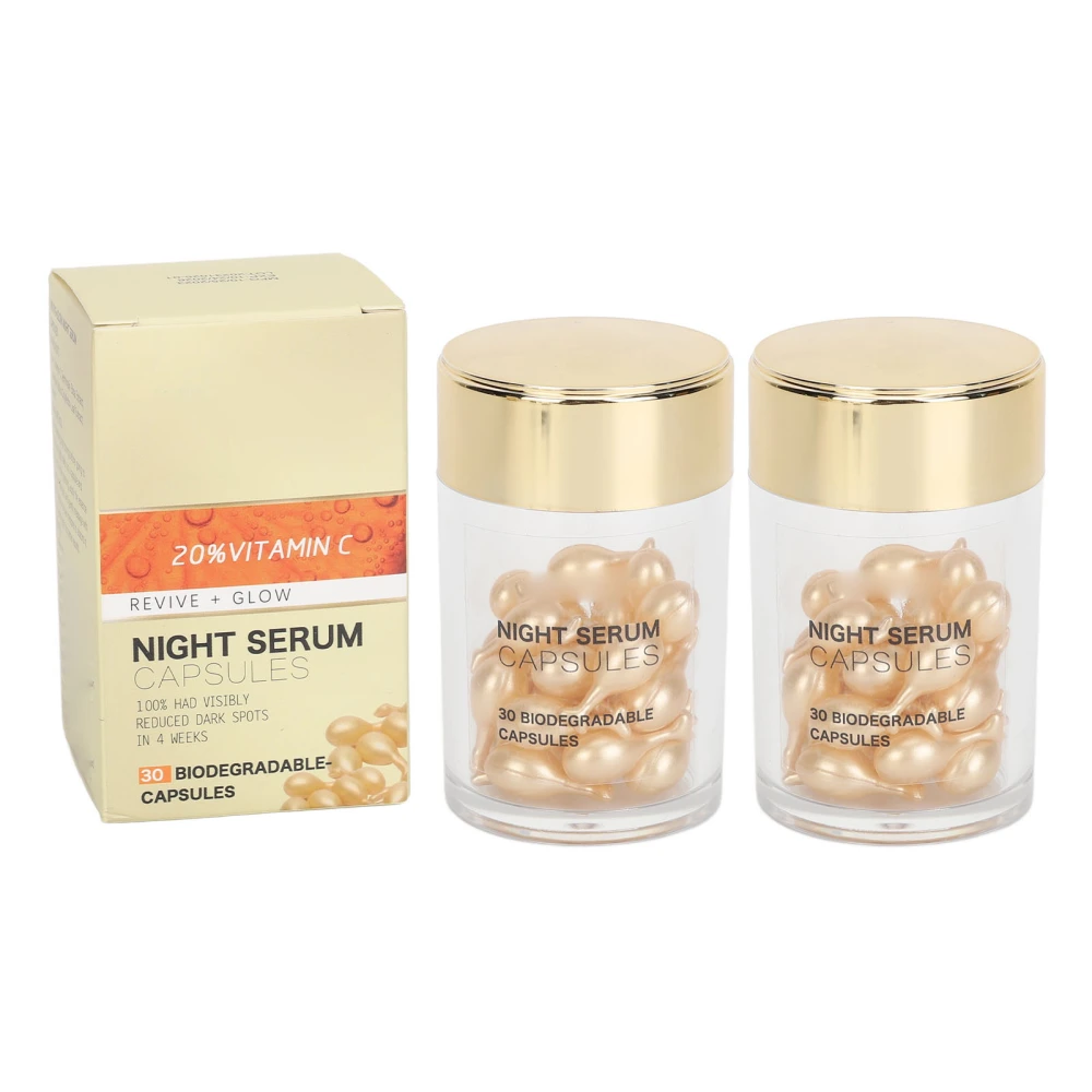 60PCS Vitamin C Facial Capsule Moisturizing Hydrating Repairing Skin Barrier Reduce Fine Lines Whitening Antioxidant Glowing Brightening Serum Capsule
