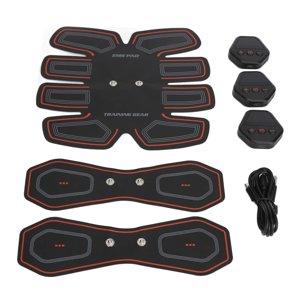 Abdominal Muscle Trainer 10 Modes PU Leather USB Rechargeable Micro Current Intelligent LCD Display Ab Stimulator
