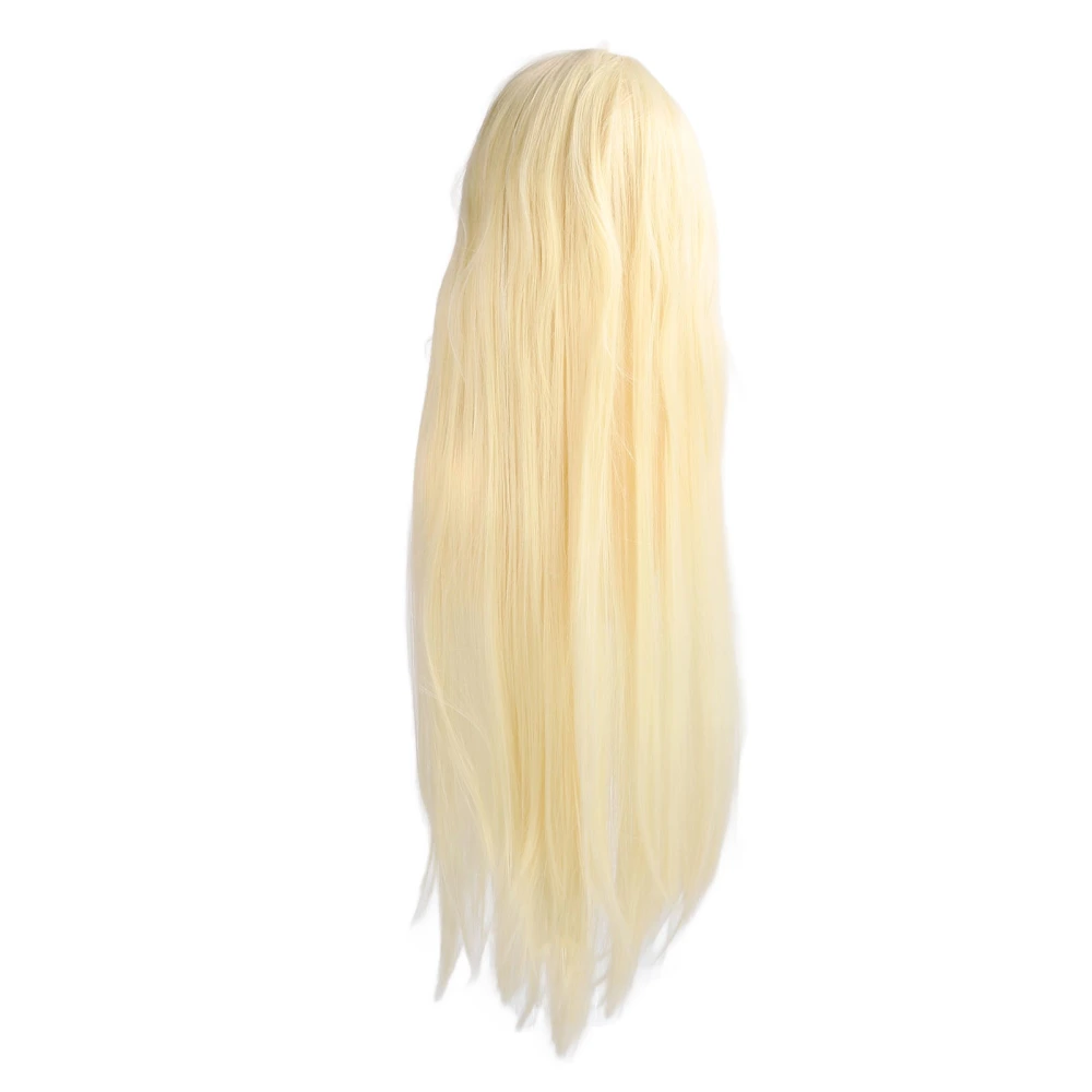 Women Long Blonde Wig with Bangs Synthetic Secure Fit Heat Resistant Fluffy Pale Gold Cosplay Long Blonde Wig